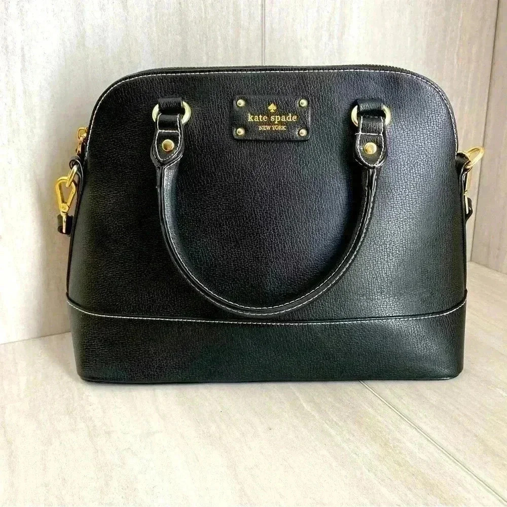 Kate Spade Black Leather Wellesley Rachelle Dome Satchel - Picture 2 of 13
